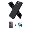MARSİLYAN™- iPhone 12 Pro Max Kılıf Kozmos Yansıma Özel Seri - Siyah 3D Antistatik Seramik Nano Ekran Koruyucu + Neon Fosforlu Kamera Lens - SI
