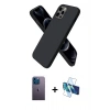 MARSİLYAN™- iPhone 12 Pro Max Kılıf Kozmos Yansıma Özel Seri - Siyah 3D Antistatik Seramik Nano Ekran Koruyucu + Mavi Neon Fosforlu Kamera Lens