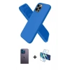 MARSİLYAN™- iPhone 12 Pro Max Kılıf Kozmos Yansıma Özel Seri - Siyah 3D Antistatik Seramik Nano Ekran Koruyucu + Mavi Neon Fosforlu Kamera Lens