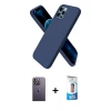 MARSİLYAN™- iPhone 12 Pro Max Kılıf Kozmos Yansıma Özel Seri - Siyah 5D Eko Cam Ekran Koruyucu + Beyaz Neon Fosforlu Kamera Lens