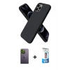 MARSİLYAN™- iPhone 12 Pro Max Kılıf Kozmos Yansıma Özel Seri - Siyah 5D Eko Cam Ekran Koruyucu + Neon Fosforlu Kamera Lens - YL