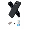 MARSİLYAN™- iPhone 12 Pro Max Kılıf Kozmos Yansıma Özel Seri - Siyah 5D Eko Cam Ekran Koruyucu + Sierra Blue Shine Kamera Lens Koruma Cam