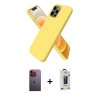 MARSİLYAN™- iPhone 12 Pro Max Kılıf Kozmos Yansıma Özel Seri - Siyah Bilvis Hayalet Cam Ekran Koruyucu + Turuncu Neon Fosforlu Kamera Lens