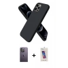 MARSİLYAN™- iPhone 12 Pro Max Kılıf Kozmos Yansıma Özel Seri - Siyah Joko 5D Cam + Beyaz Neon Fosforlu Kamera Lens