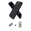 MARSİLYAN™- iPhone 12 Pro Max Kılıf Kozmos Yansıma Özel Seri - Siyah Polymer Nano Ekran Koruyucu + Kırmızı Metal Kamera Lens Koruma Cam