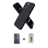 MARSİLYAN™- iPhone 12 Pro Max Kılıf Kozmos Yansıma Özel Seri - Siyah Polymer Nano Ekran Koruyucu + Neon Fosforlu Kamera Lens - YL
