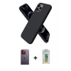 MARSİLYAN™- iPhone 12 Pro Max Kılıf Kozmos Yansıma Özel Seri - Siyah Polymer Nano Ekran Koruyucu + Neon Fosforlu Kamera Lens - TU
