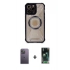 MARSİLYAN™- iPhone 12 Pro Max Kılıf Kutup Modern - Şeffaf 360 Full Body Arka Koruyucu + Neon Fosforlu Kamera Lens - BZ