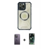 MARSİLYAN™- iPhone 12 Pro Max Kılıf Kutup Modern - Şeffaf 360 Full Body Arka Koruyucu + Neon Fosforlu Kamera Lens - BZ