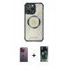 MARSİLYAN™- iPhone 12 Pro Max Kılıf Kutup Modern - Şeffaf 360 Full Body Arka Koruyucu + Neon Fosforlu Kamera Lens - TU