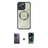 MARSİLYAN™- iPhone 12 Pro Max Kılıf Kutup Modern - Şeffaf 360 Full Body Arka Koruyucu + Neon Fosforlu Kamera Lens - MI