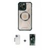 MARSİLYAN™- iPhone 12 Pro Max Kılıf Kutup Modern - Şeffaf 360 Full Body Arka Koruyucu + Shine Kamera Lens - LT