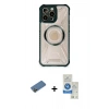 MARSİLYAN™- iPhone 12 Pro Max Kılıf Kutup Modern - Şeffaf Royal Nano Ekran Koruyucu + Gold Shine Kamera Lens Koruma Cam