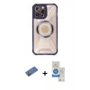 MARSİLYAN™- iPhone 12 Pro Max Kılıf Kutup Modern - Şeffaf Royal Nano Ekran Koruyucu + Gold Shine Kamera Lens Koruma Cam