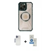MARSİLYAN™- iPhone 12 Pro Max Kılıf Kutup Modern - Şeffaf Royal Nano Ekran Koruyucu + Shine Kamera Lens - LT