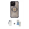 MARSİLYAN™- iPhone 12 Pro Max Kılıf Kutup Modern - Şeffaf Royal Nano Ekran Koruyucu + Shine Kamera Lens - LT