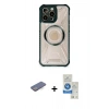 MARSİLYAN™- iPhone 12 Pro Max Kılıf Kutup Modern - Şeffaf Royal Nano Ekran Koruyucu + Mavi Renkli Kamera Lens Koruma Cam