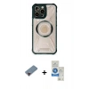 MARSİLYAN™- iPhone 12 Pro Max Kılıf Kutup Modern - Şeffaf Royal Nano Ekran Koruyucu + Metal Kamera Lens Koruma Cam - KI