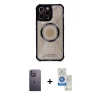 MARSİLYAN™- iPhone 12 Pro Max Kılıf Kutup Modern - Şeffaf Royal Nano Ekran Koruyucu + Neon Fosforlu Kamera Lens - BZ