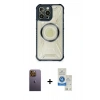 MARSİLYAN™- iPhone 12 Pro Max Kılıf Kutup Modern - Şeffaf Royal Nano Ekran Koruyucu + Neon Fosforlu Kamera Lens - SI