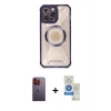 MARSİLYAN™- iPhone 12 Pro Max Kılıf Kutup Modern - Şeffaf Royal Nano Ekran Koruyucu + Neon Fosforlu Kamera Lens - TU