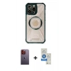 MARSİLYAN™- iPhone 12 Pro Max Kılıf Kutup Modern - Şeffaf Royal Nano Ekran Koruyucu + Neon Fosforlu Kamera Lens - TU