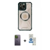 MARSİLYAN™- iPhone 12 Pro Max Kılıf Kutup Modern - Şeffaf Royal Nano Ekran Koruyucu + Neon Fosforlu Kamera Lens - YL