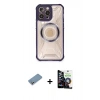 MARSİLYAN™- iPhone 12 Pro Max Kılıf Kutup Modern - Şeffaf Temperli Cam Ekran Koruyucu + Gümüş Shine Kamera Lens Koruma Cam