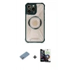 MARSİLYAN™- iPhone 12 Pro Max Kılıf Kutup Modern - Şeffaf Temperli Cam Ekran Koruyucu + Gümüş Shine Kamera Lens Koruma Cam