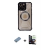 MARSİLYAN™- iPhone 12 Pro Max Kılıf Kutup Modern - Şeffaf Temperli Cam Ekran Koruyucu + Gümüş Shine Kamera Lens Koruma Cam
