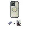 MARSİLYAN™- iPhone 12 Pro Max Kılıf Kutup Modern - Şeffaf Temperli Cam Ekran Koruyucu + Metal Kamera Lens Koruma Cam - GD