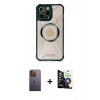 MARSİLYAN™- iPhone 12 Pro Max Kılıf Kutup Modern - Şeffaf Temperli Cam Ekran Koruyucu + Neon Fosforlu Kamera Lens - SI