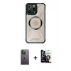 MARSİLYAN™- iPhone 12 Pro Max Kılıf Kutup Modern - Şeffaf Temperli Cam Ekran Koruyucu + Neon Fosforlu Kamera Lens - YL