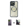 MARSİLYAN™- iPhone 12 Pro Max Kılıf Kutup Modern - Şeffaf Temperli Cam Ekran Koruyucu + Neon Fosforlu Kamera Lens - YL
