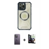 MARSİLYAN™- iPhone 12 Pro Max Kılıf Kutup Modern - Şeffaf Temperli Cam Ekran Koruyucu + Neon Fosforlu Kamera Lens - BZ