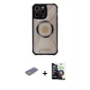 MARSİLYAN™- iPhone 12 Pro Max Kılıf Kutup Modern - Şeffaf Temperli Cam Ekran Koruyucu + Sarı Renkli Kamera Lens Koruma Cam