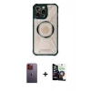 MARSİLYAN™- iPhone 12 Pro Max Kılıf Kutup Modern - Şeffaf Temperli Cam Ekran Koruyucu + Neon Fosforlu Kamera Lens - TU