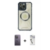 MARSİLYAN™- iPhone 12 Pro Max Kılıf Kutup Modern - Şeffaf Uv Polymer Nano Ekran Koruyucu + Neon Fosforlu Kamera Lens - BZ