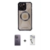 MARSİLYAN™- iPhone 12 Pro Max Kılıf Kutup Modern - Şeffaf Uv Polymer Nano Ekran Koruyucu + Neon Fosforlu Kamera Lens - BZ