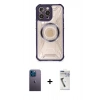 MARSİLYAN™- iPhone 12 Pro Max Kılıf Kutup Modern - Şeffaf Uv Polymer Nano Ekran Koruyucu + Neon Fosforlu Kamera Lens - MI