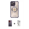 MARSİLYAN™- iPhone 12 Pro Max Kılıf Kutup Modern - Şeffaf Uv Polymer Nano Ekran Koruyucu + Neon Fosforlu Kamera Lens - TU
