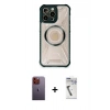 MARSİLYAN™- iPhone 12 Pro Max Kılıf Kutup Modern - Şeffaf Uv Polymer Nano Ekran Koruyucu + Neon Fosforlu Kamera Lens - TU