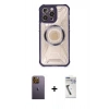 MARSİLYAN™- iPhone 12 Pro Max Kılıf Kutup Modern - Şeffaf Uv Polymer Nano Ekran Koruyucu + Neon Fosforlu Kamera Lens - SI