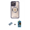MARSİLYAN™- iPhone 12 Pro Max Kılıf Kutup Modern - Siyah 18D Cam Ekran Koruyucu + Shine Kamera Lens Koruma Cam - GS