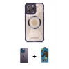 MARSİLYAN™- iPhone 12 Pro Max Kılıf Kutup Modern - Siyah 18D Cam Ekran Koruyucu + Neon Fosforlu Kamera Lens - MI