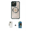MARSİLYAN™- iPhone 12 Pro Max Kılıf Kutup Modern - Siyah 18D Cam Ekran Koruyucu + Shine Kamera Lens - GD