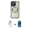 MARSİLYAN™- iPhone 12 Pro Max Kılıf Kutup Modern - Siyah 18D Cam Ekran Koruyucu + Shine Kamera Lens - GD