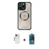 MARSİLYAN™- iPhone 12 Pro Max Kılıf Kutup Modern - Siyah 18D Cam Ekran Koruyucu + Shine Kamera Lens - LT