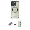 MARSİLYAN™- iPhone 12 Pro Max Kılıf Kutup Modern - Siyah 20D Premium Cam Ekran Koruyucu + Metal Kamera Lens Koruma Cam - GD