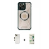 MARSİLYAN™- iPhone 12 Pro Max Kılıf Kutup Modern - Siyah 20D Premium Cam Ekran Koruyucu + Shine Kamera Lens - GD
